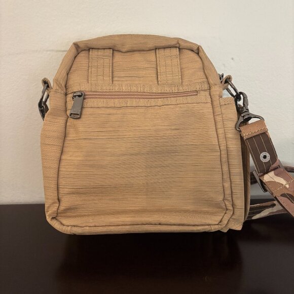 Lug Flapper Light Gold Tan Quilted Nylon Camo Strap Convertible Crossbody - Picture 4 of 15